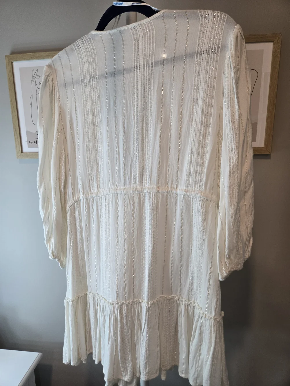 blue island Cream Textured V-Neck Swim Coverup